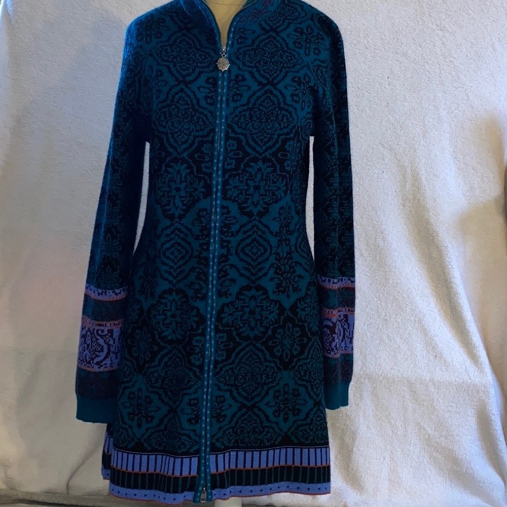 Icelandic Design Full Zip Wool Long Sweater Dress